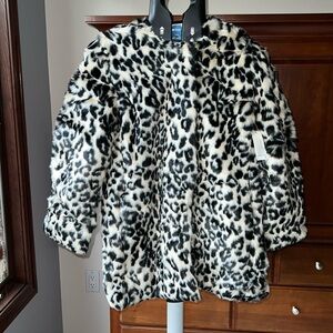 NWT Old Navy faux fur leopard print coat